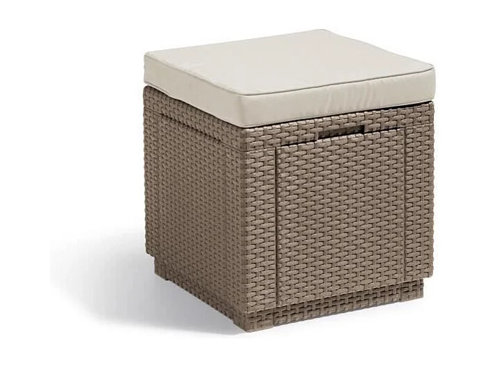 Pouf de rangement Cube avec coussin Cappuccino