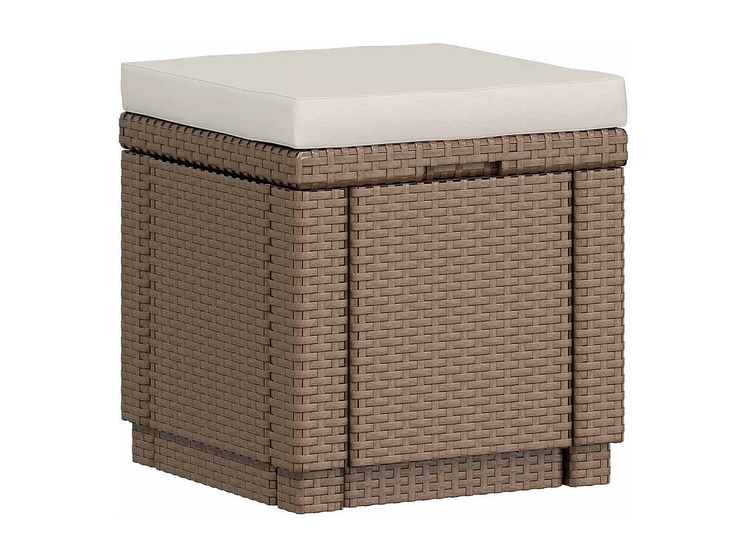 Pouf de rangement Cube avec coussin Cappuccino