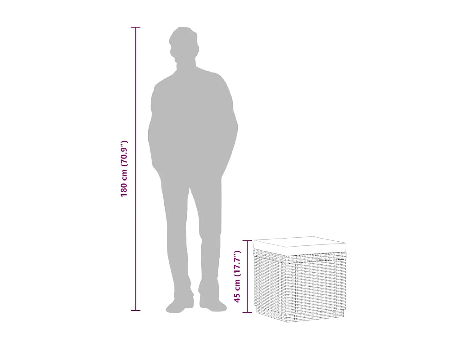 Pouf de rangement Cube avec coussin Cappuccino