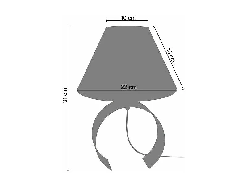Candeeiro de mesa TOSEL KUNAGI LT2 tecido meio cilindro laranja D18 x  H39  cm