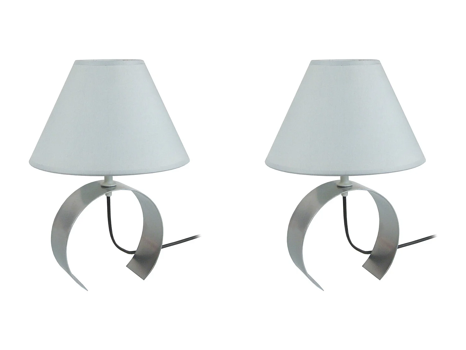 Pair de Lampes de chevet demi cylindre métal  aluminium 31 cm.