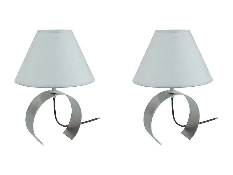 Pair de Lampes de chevet demi cylindre métal  aluminium 31 cm.