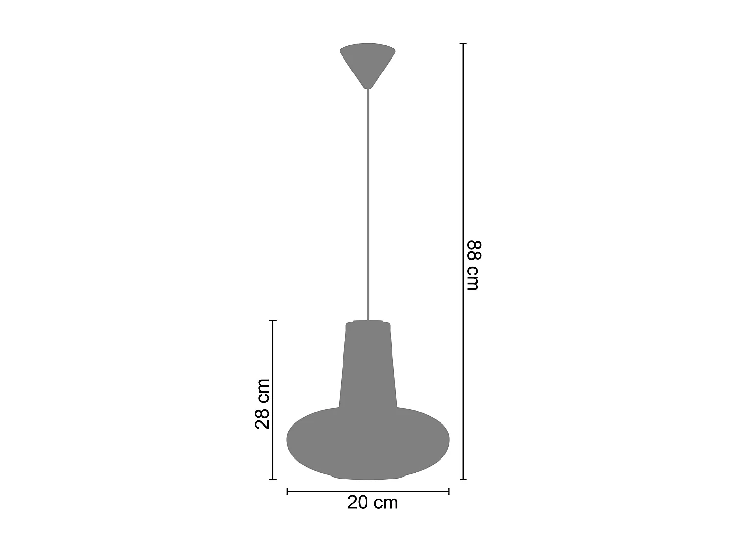 Suspension cone globe verre, bois naturel 88 cm.