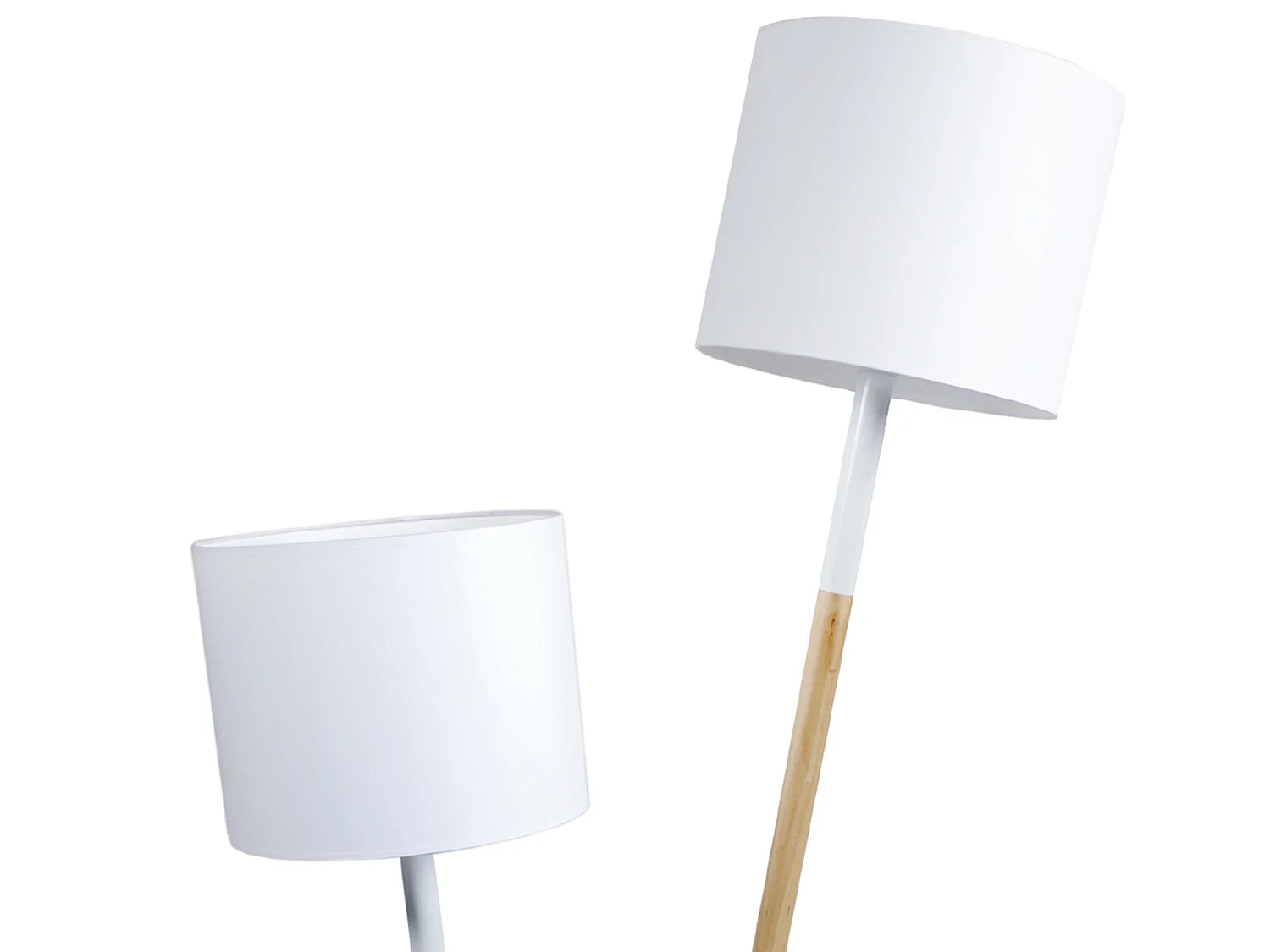 Lampada da terra metallo legno bi-coluna TANDEM bianco  D'50cm