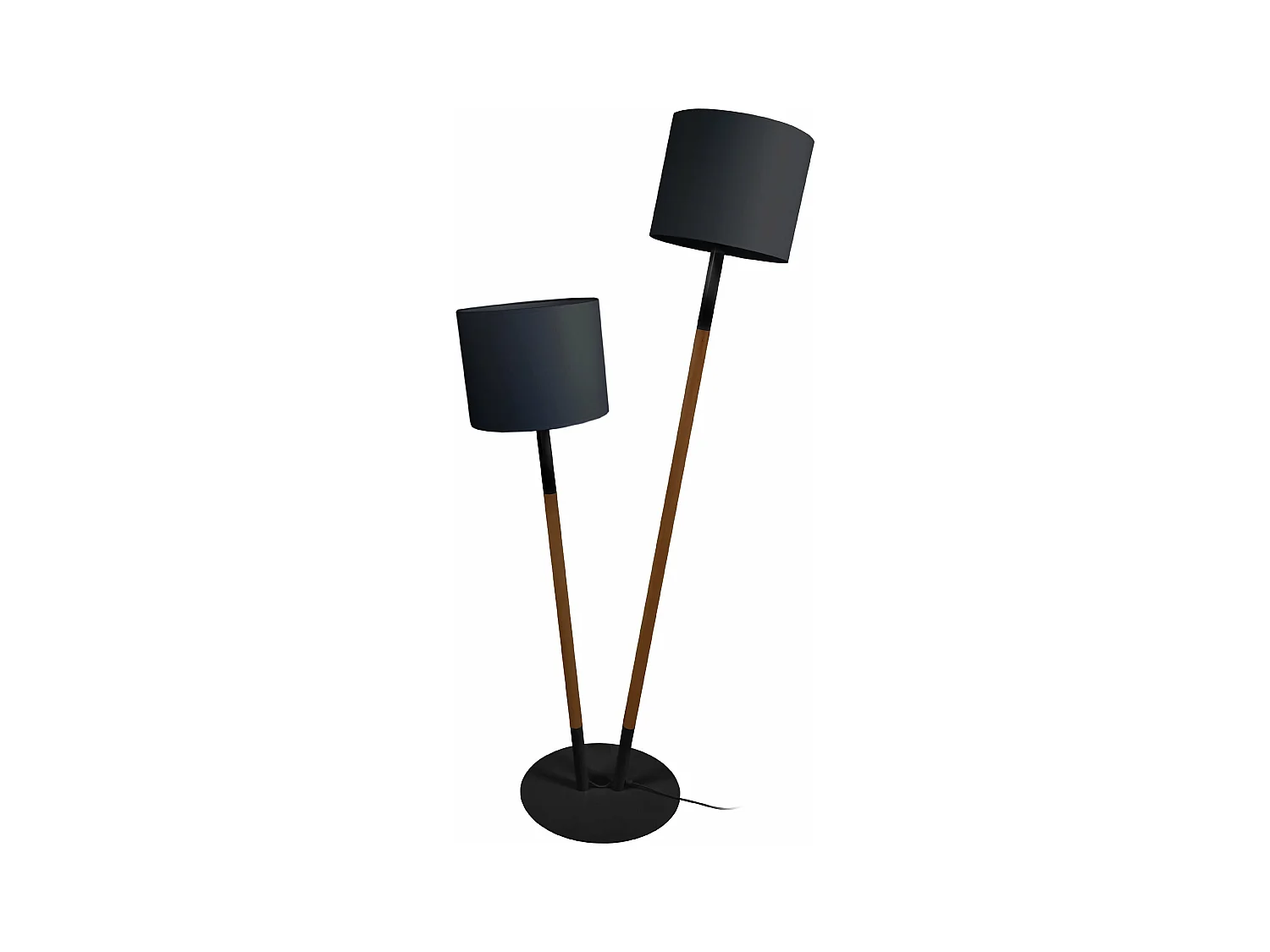 Lampadaire double  métal  noir,naturel 209 cm.