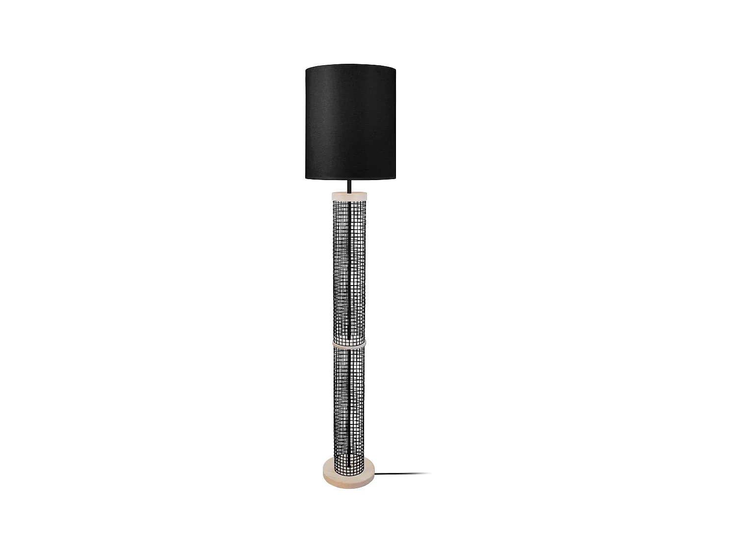 Lampadaire colonne bois  naturel,noir 160 cm.