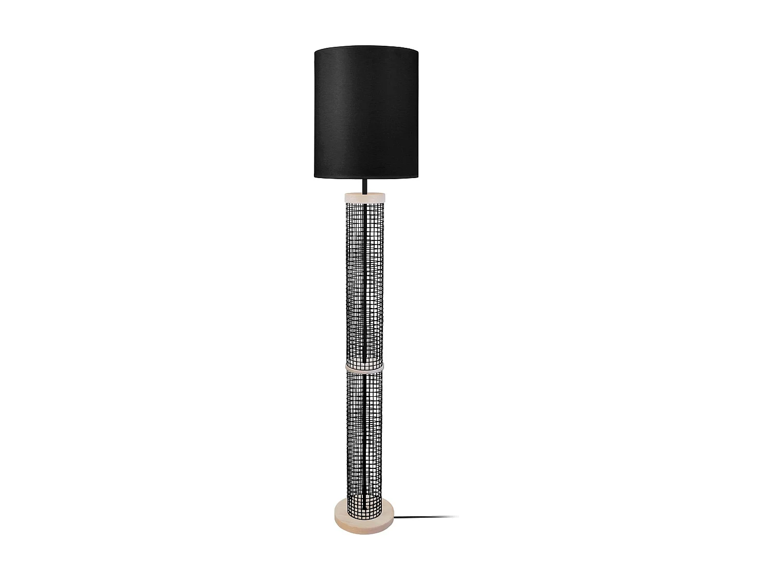 Lampadaire colonne bois  naturel,noir 160 cm.