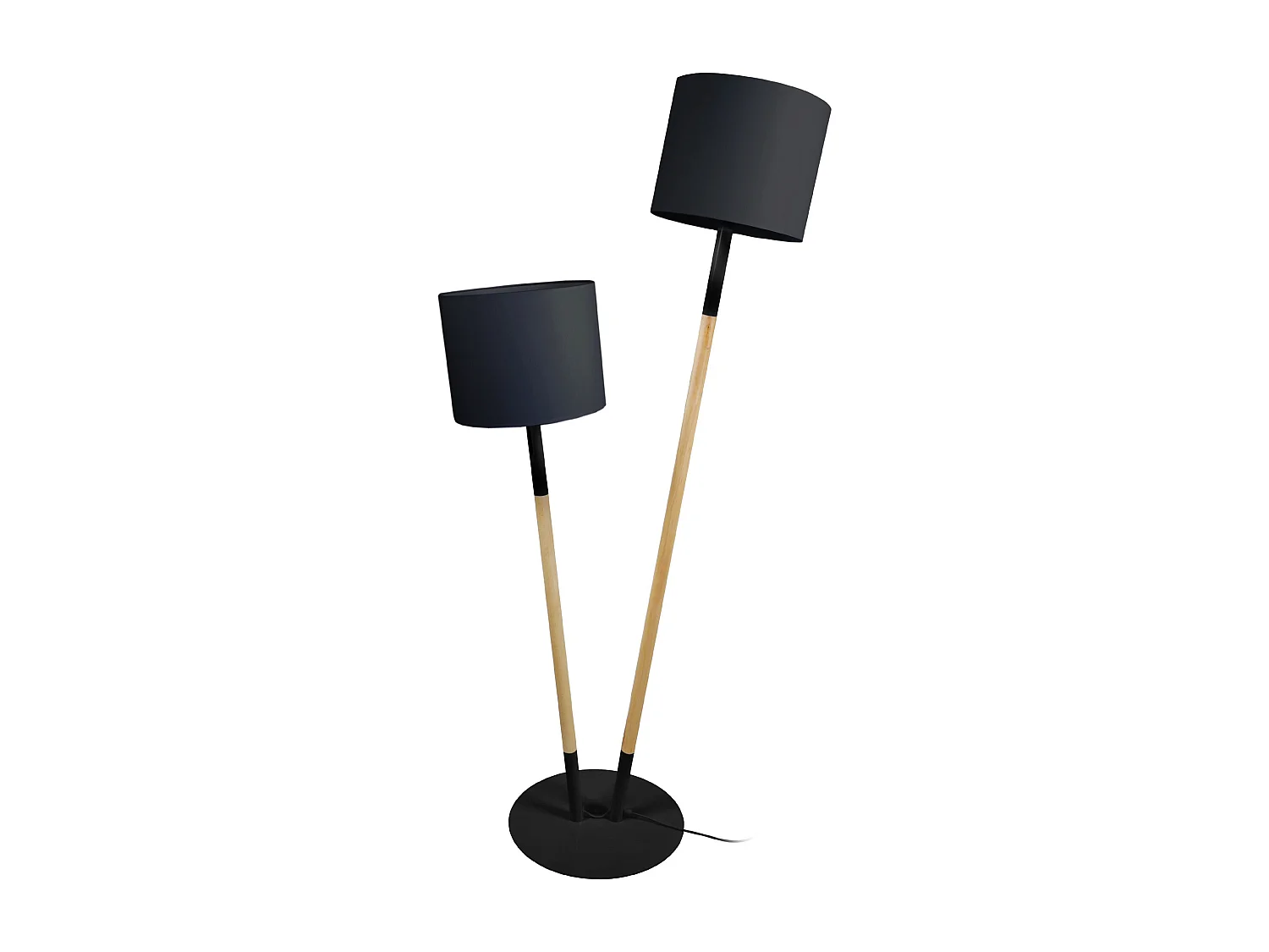 Lampadaire double  métal  naturel,noir 209 cm.