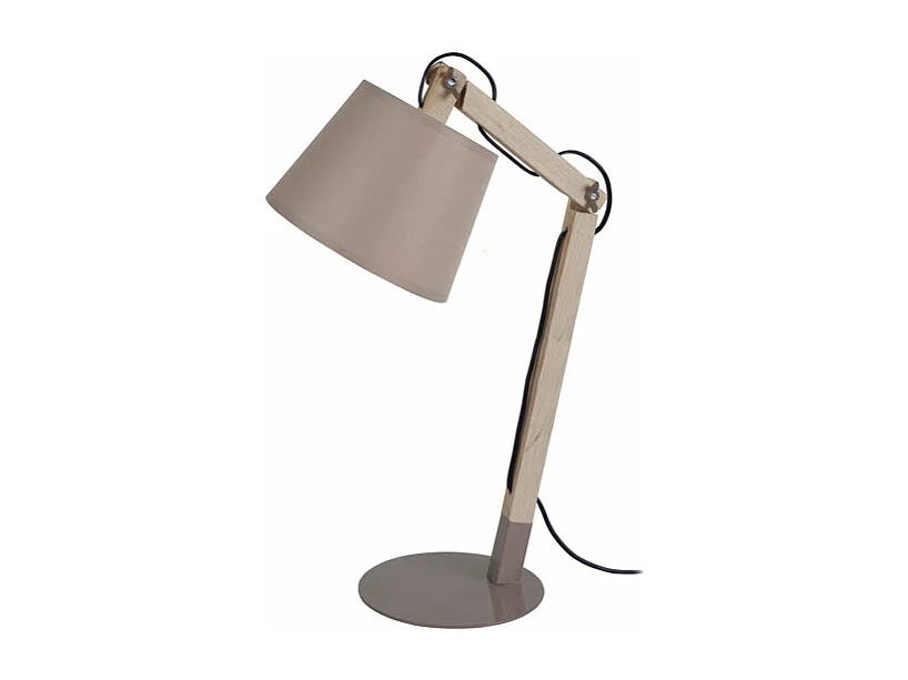 Lampe de bureau articulé bois  taupe,naturel 68 cm.