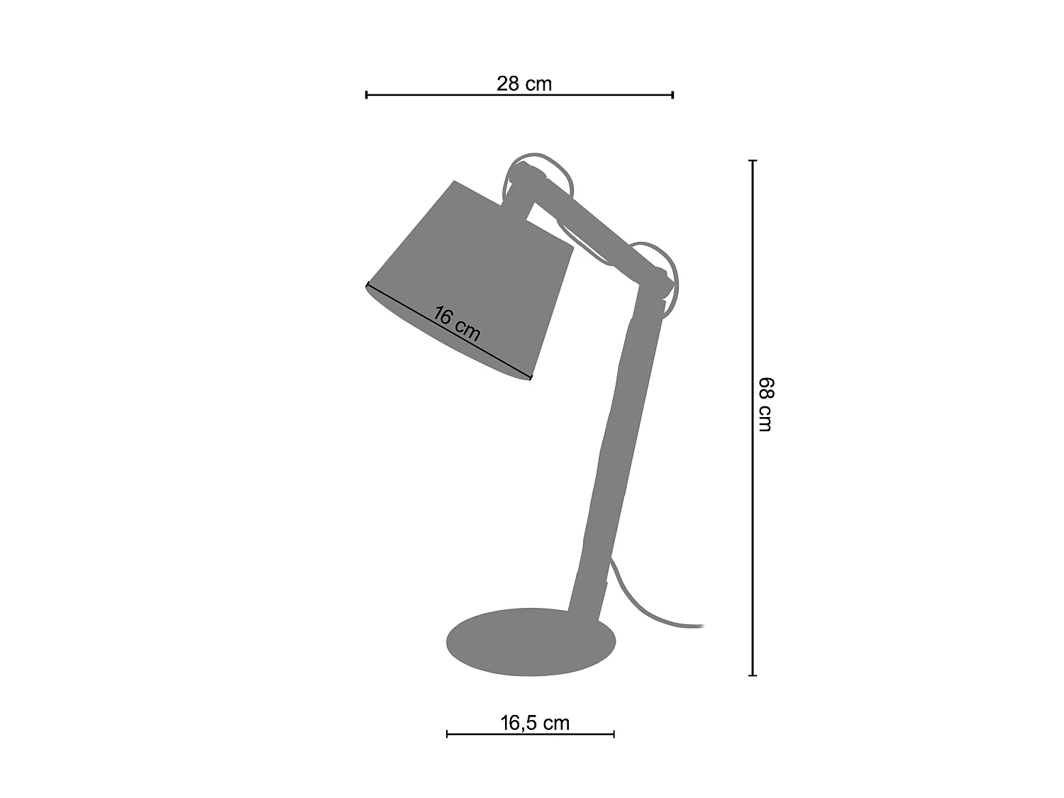 Lampe de bureau articulé bois  aluminium,naturel 68 cm.