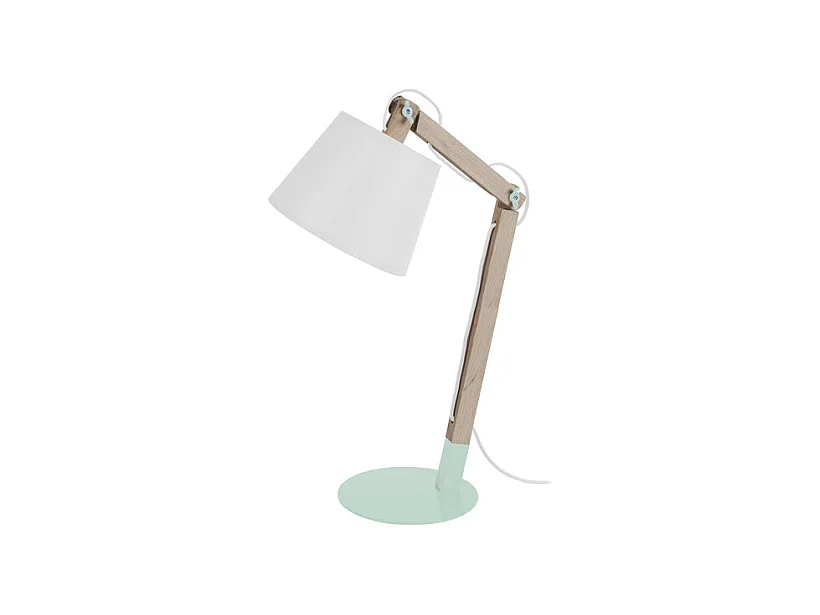 Lampe de bureau articulé bois  vert,naturel 68 cm.