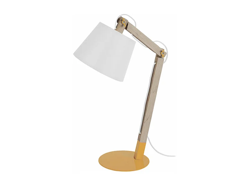 Lampe de bureau articulé bois  jaune,naturel 68 cm.