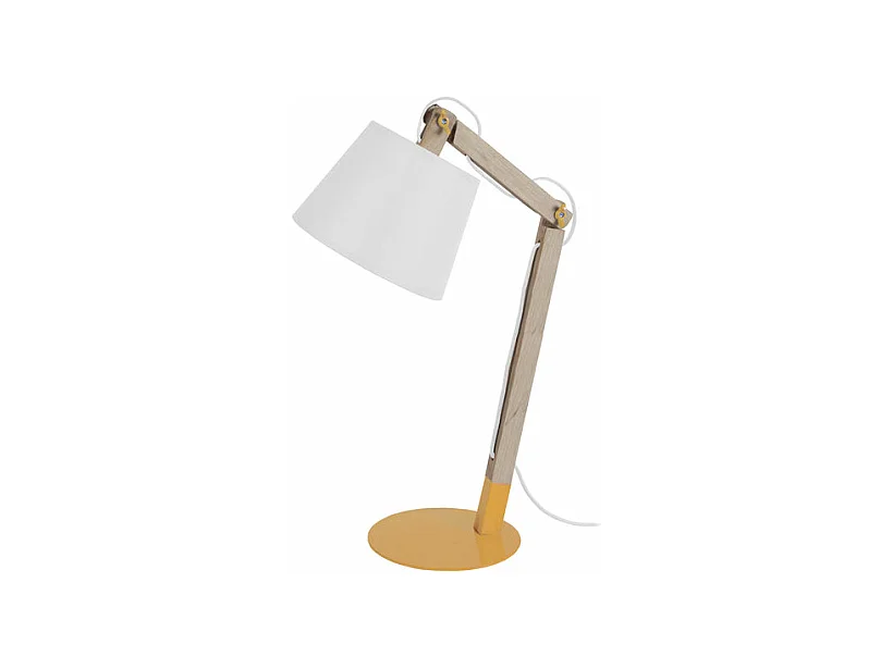 Lampe de bureau articulé bois  jaune,naturel 68 cm.