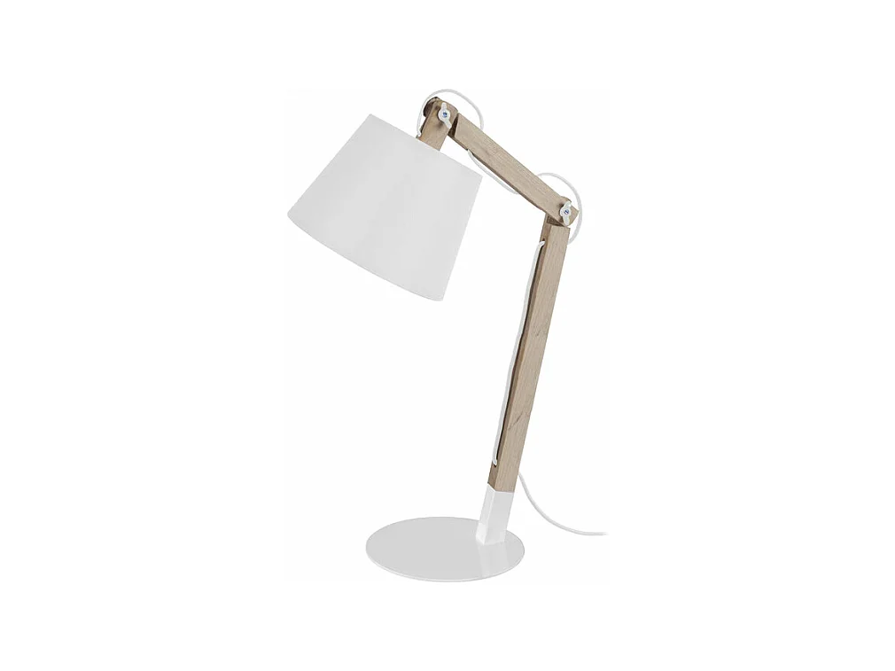 Lampe de bureau articulé bois  blanc,naturel 68 cm.
