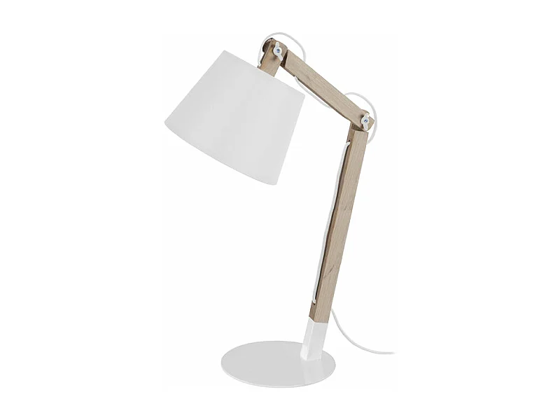 Lampe de bureau articulé bois  blanc,naturel 68 cm.