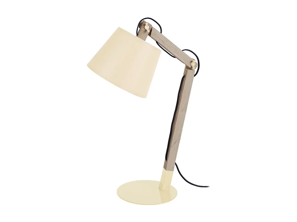 Lampe de bureau articulé bois  beige,naturel 68 cm.