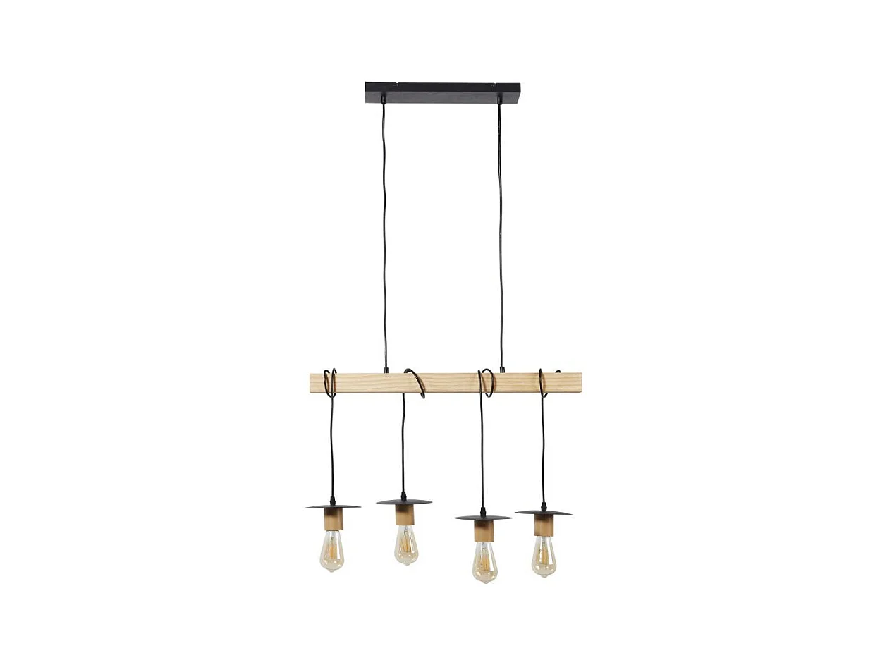 Industrielle 4-Kopf-Holz- und Metall-Industrieaufhängung Braun 71cm