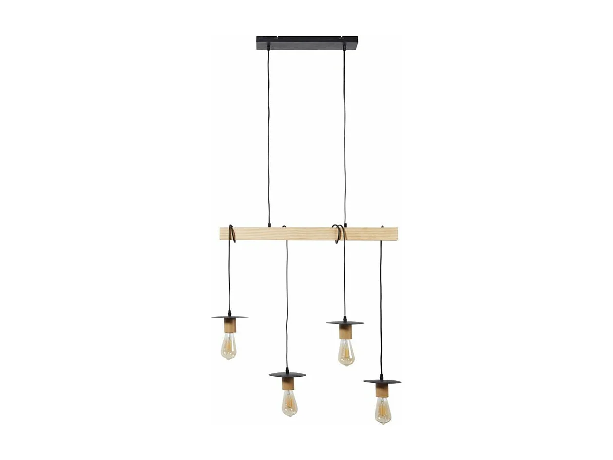 Industrielle 4-Kopf-Holz- und Metall-Industrieaufhängung Braun 71cm