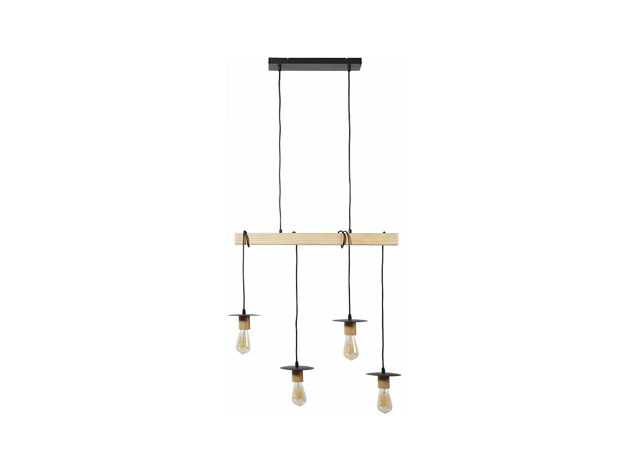 Industrielle 4-Kopf-Holz- und Metall-Industrieaufhängung Braun 71cm