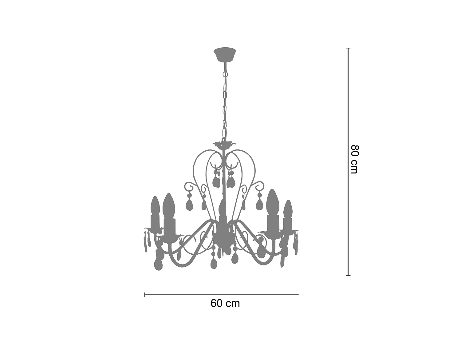 Lustre TOSEL PAMPILLES C lâmpada decorativa braço transparente D60 x  H80  cm