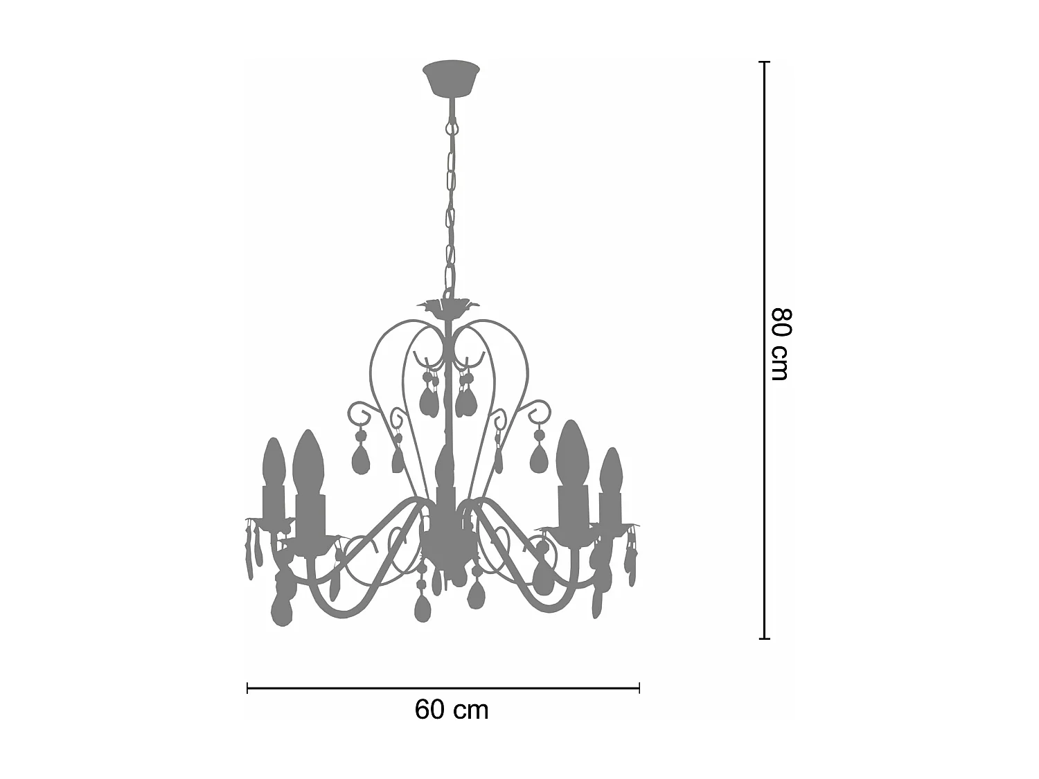 Lustre TOSEL PAMPILLES vidro braço transparente D55 x  H90  cm
