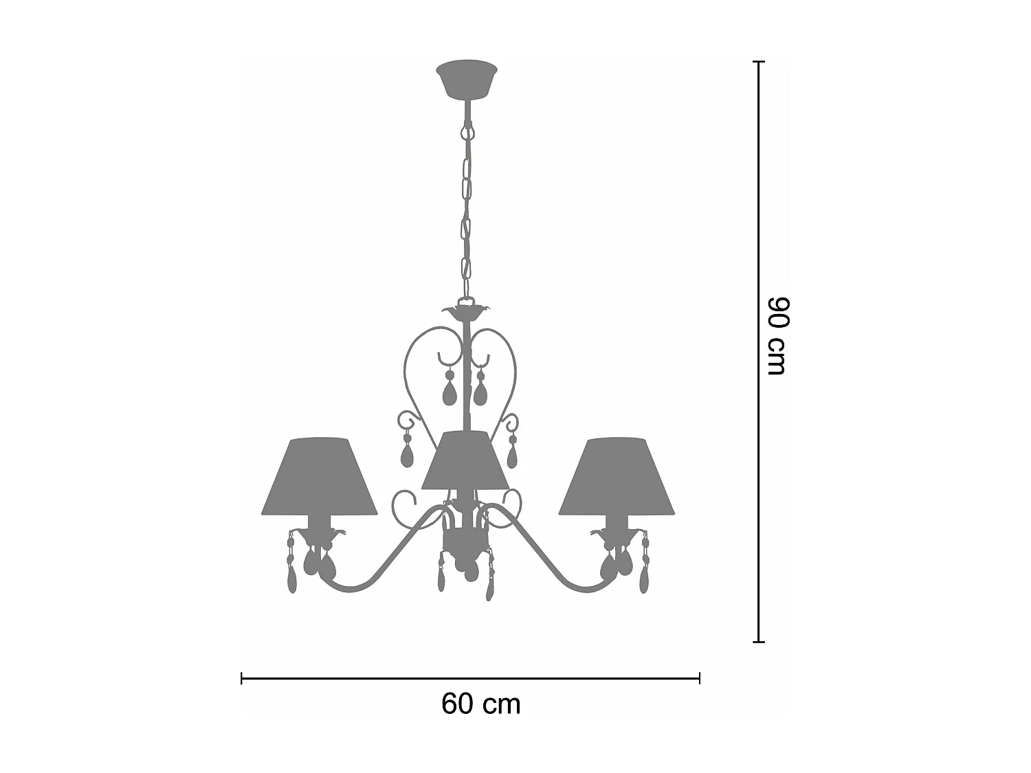 Lustre TOSEL PAMPILLES tecido braço bege D60 x  H90  cm