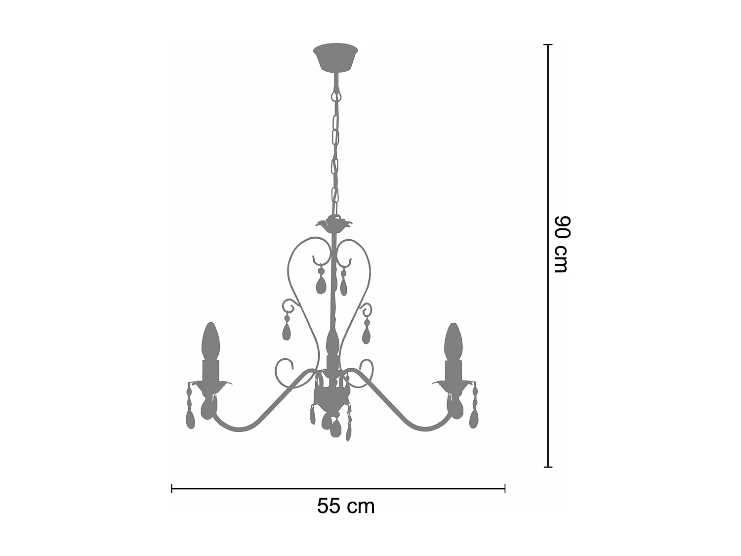Lustre TOSEL PAMPILLES vidro braço claro D55 x  H90  cm