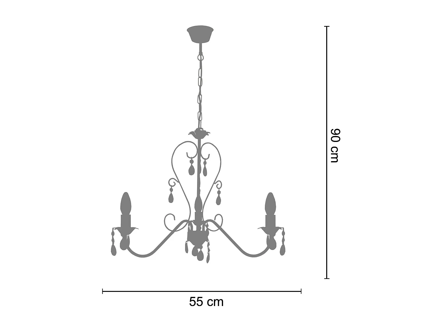 Lustre TOSEL PAMPILLES vidro braço claro D55 x  H90  cm