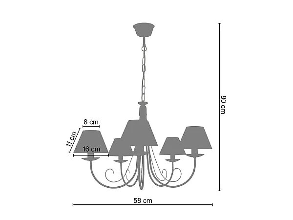 Lampadario metallo braccia CÔTE D'CÔTE D'IVOIRE  A bianco  D'64cm