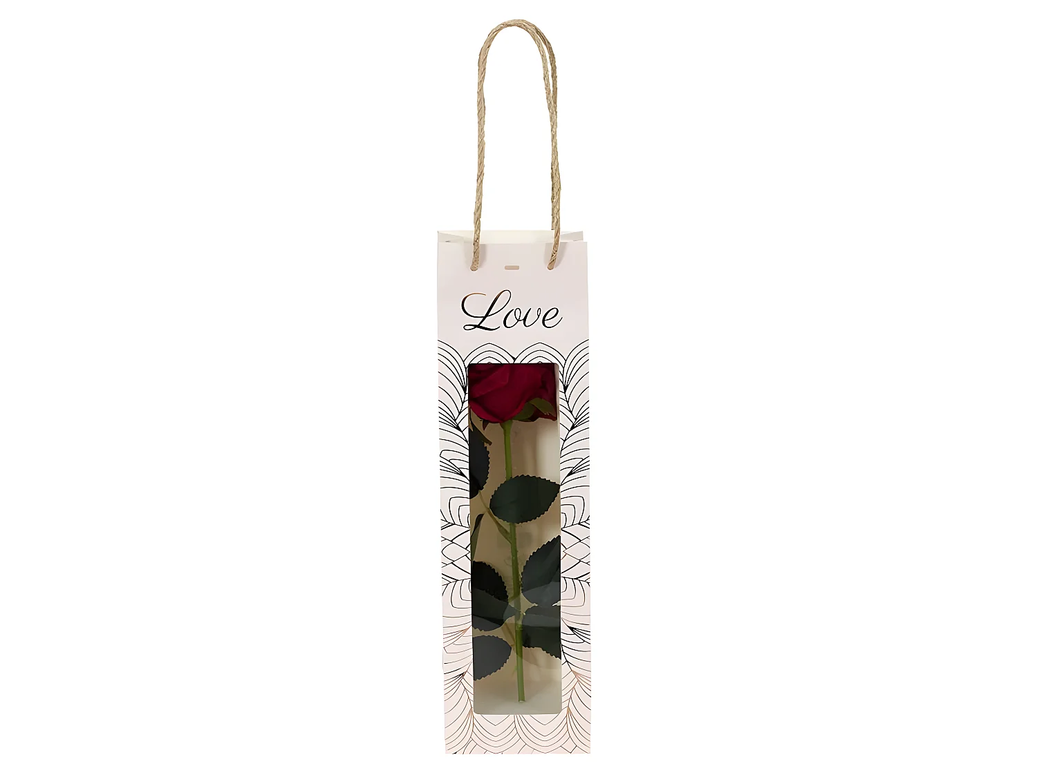 Fleur Artificielle "Rose sur Tige" 30cm Vert & Rouge