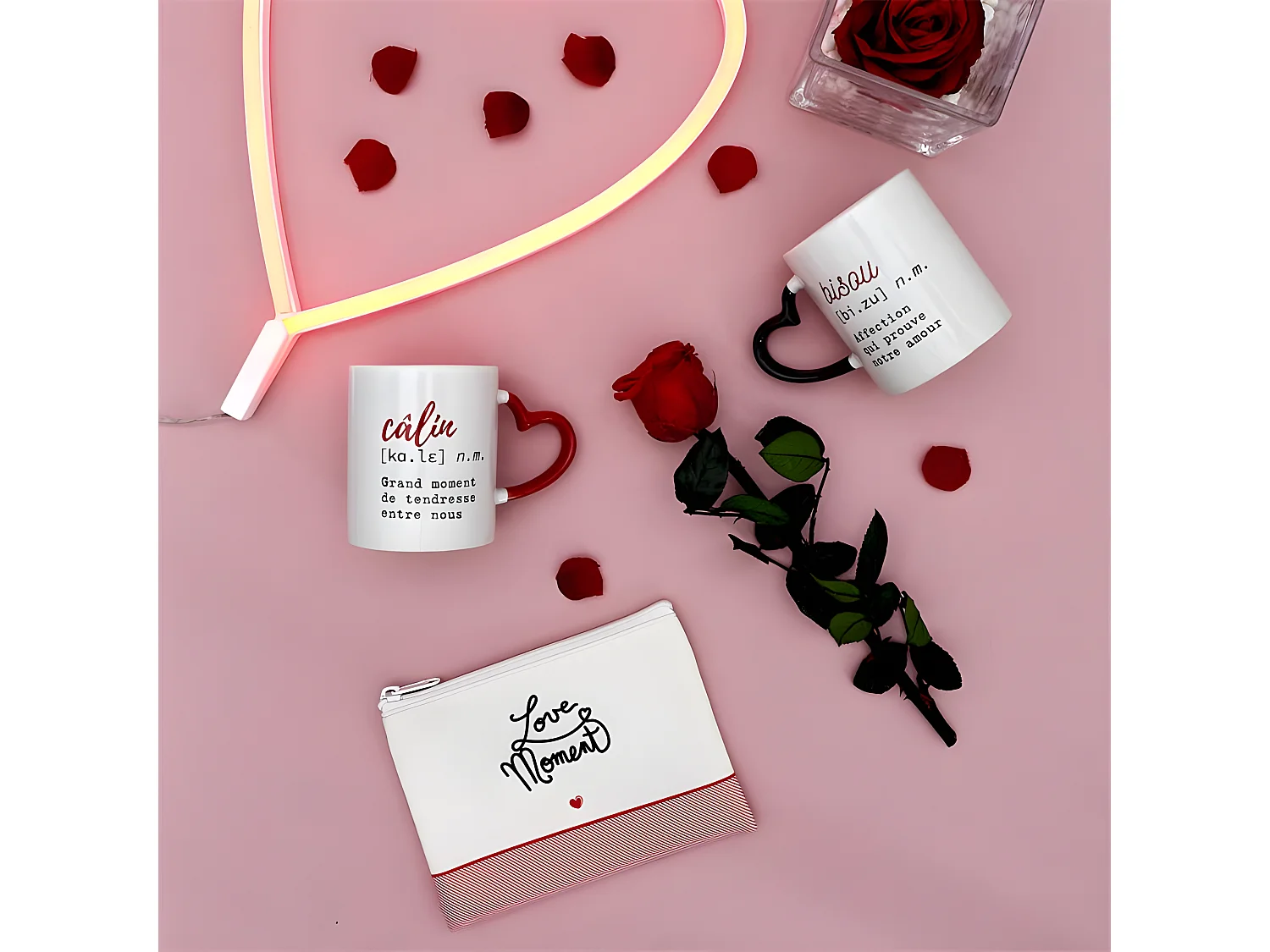 Fleur Artificielle "Rose sur Tige" 30cm Vert & Rouge