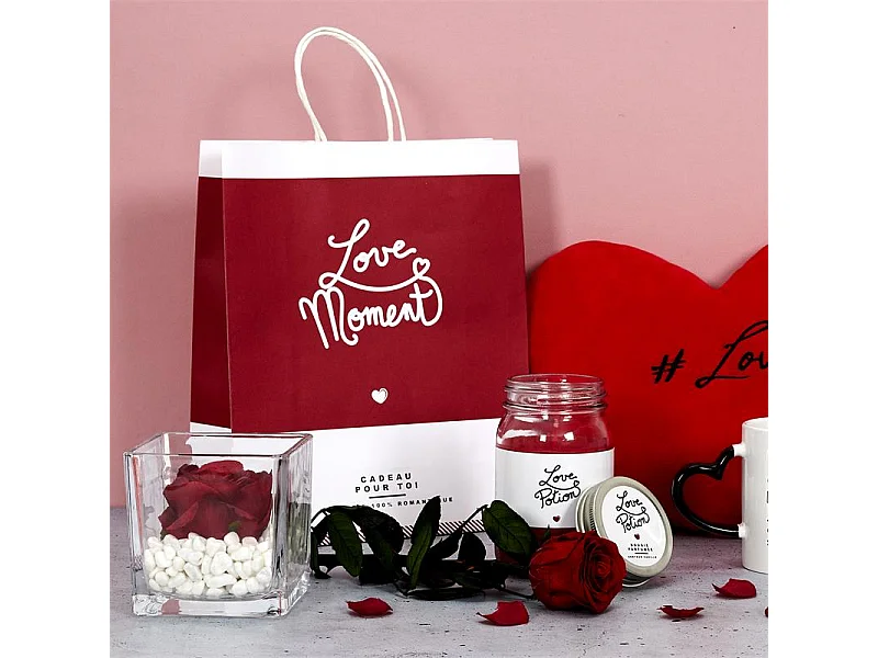 Fleur Artificielle "Rose sur Tige" 30cm Vert & Rouge