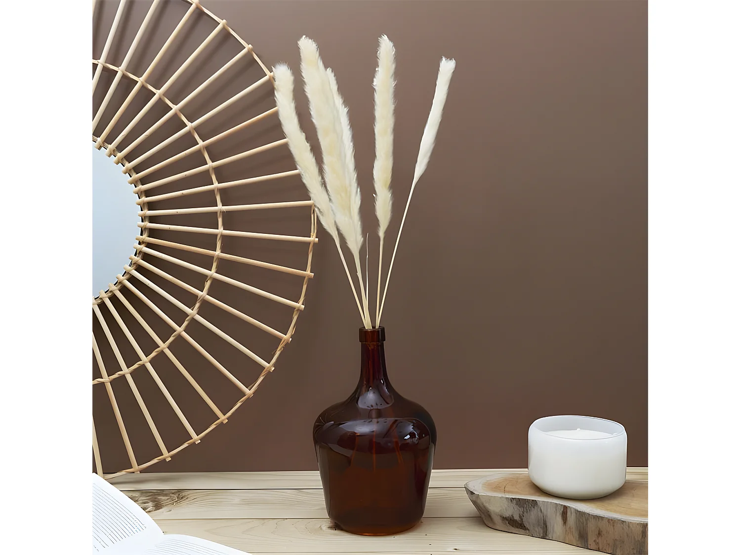 Lot de 6 Herbes de Pampa "Séchées" 60cm Beige