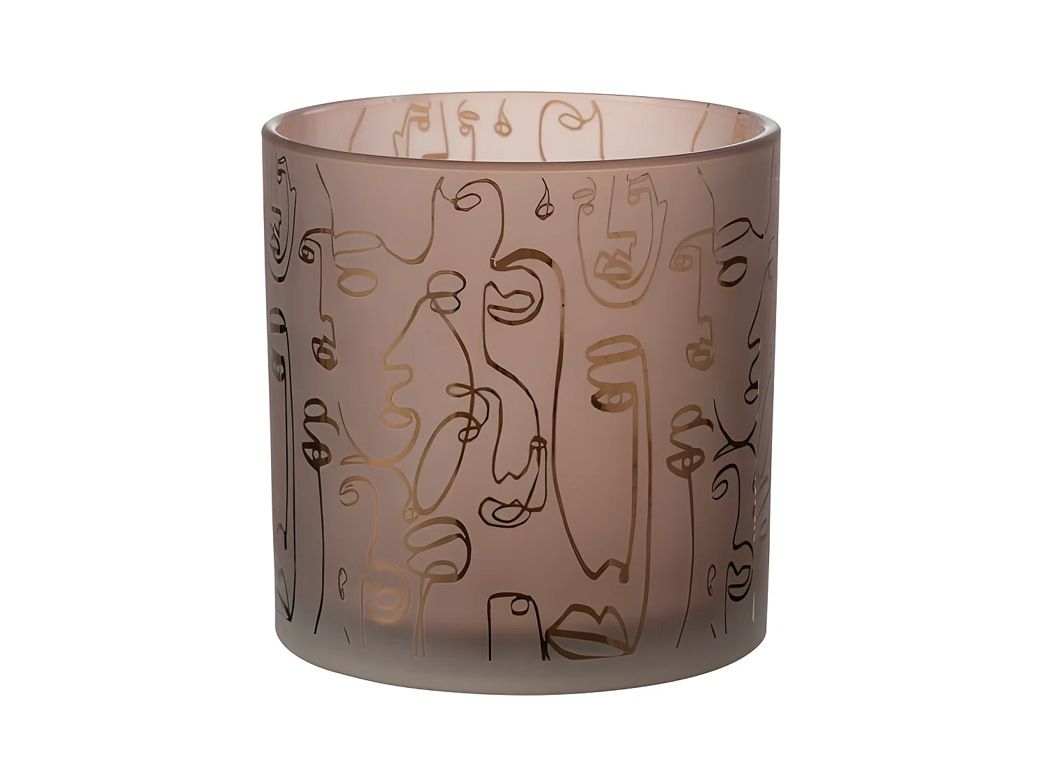 Photophore en Verre "Happy Faces" 15cm Terracotta