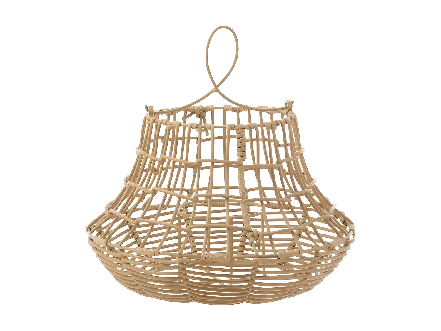 Lampada a sospensione in plastica effetto rattan naturale 33x33x33 cm