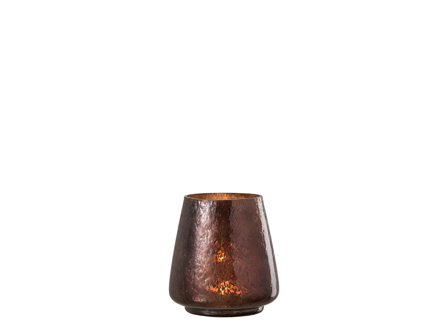 Photophore Design en Verre "Arrondi" 16cm Marron