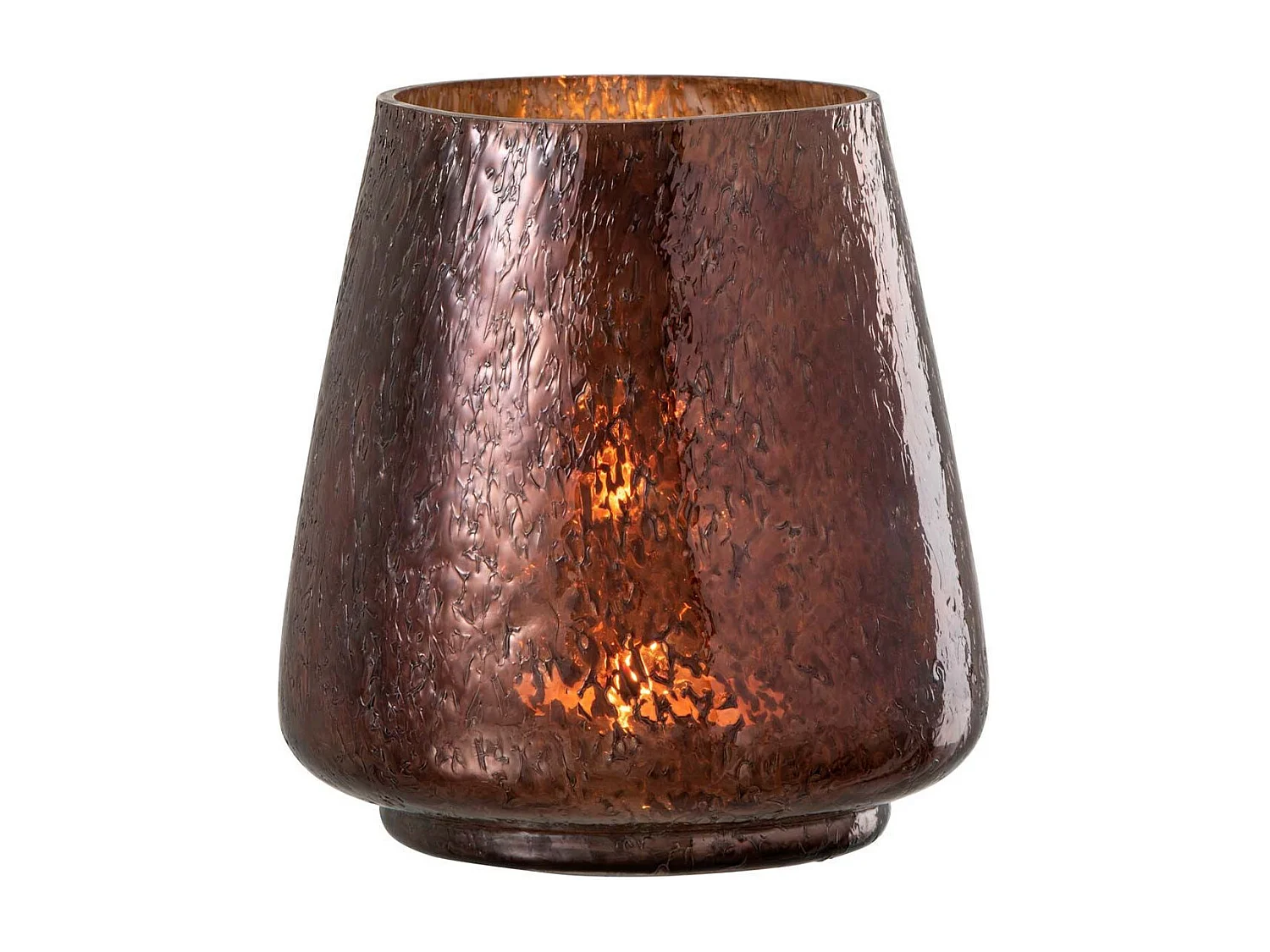 Portavelas de vidrio marrón 14x14x16 cm