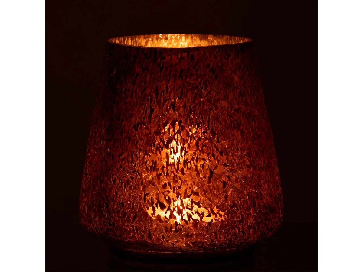 Portavelas de vidrio marrón 14x14x16 cm