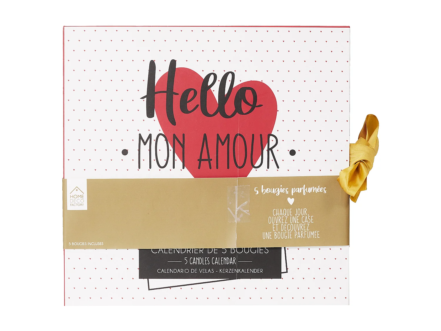 Bougie Parfumee X5 Calendrier Amour Blanc, Rouge