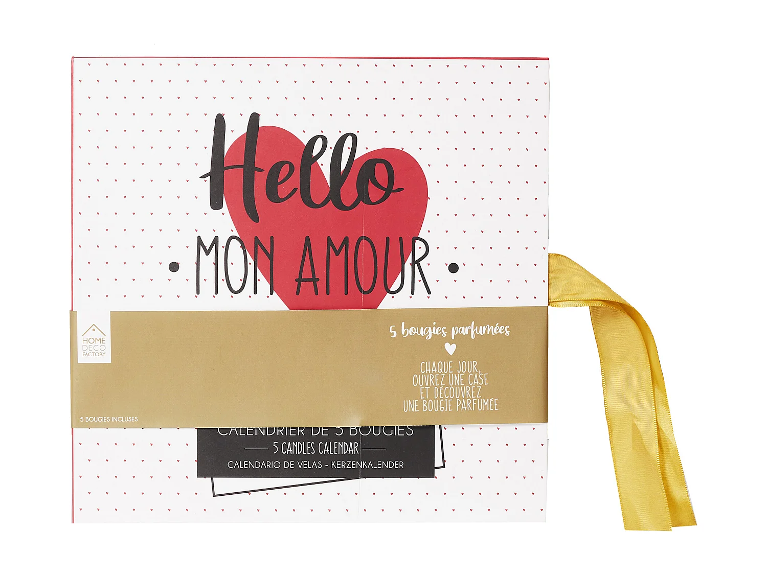 Bougie Parfumee X5 Calendrier Amour Blanc, Rouge