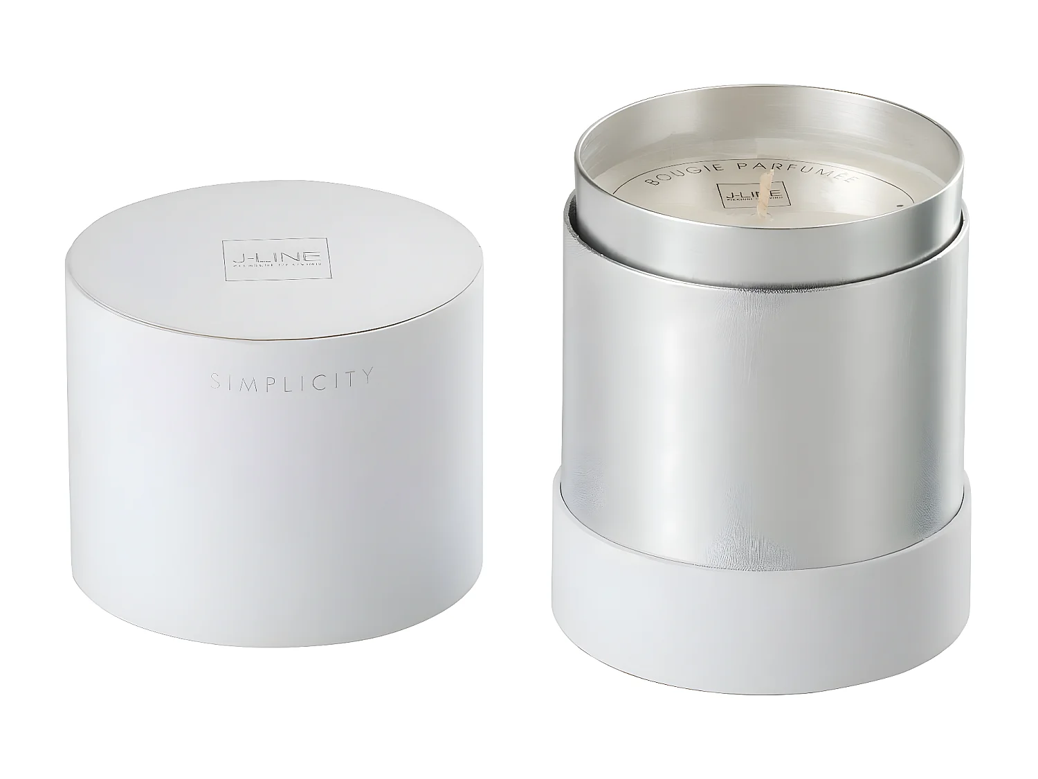 Bougie Parfumée "Simplicity" 12cm Argent & Blanc