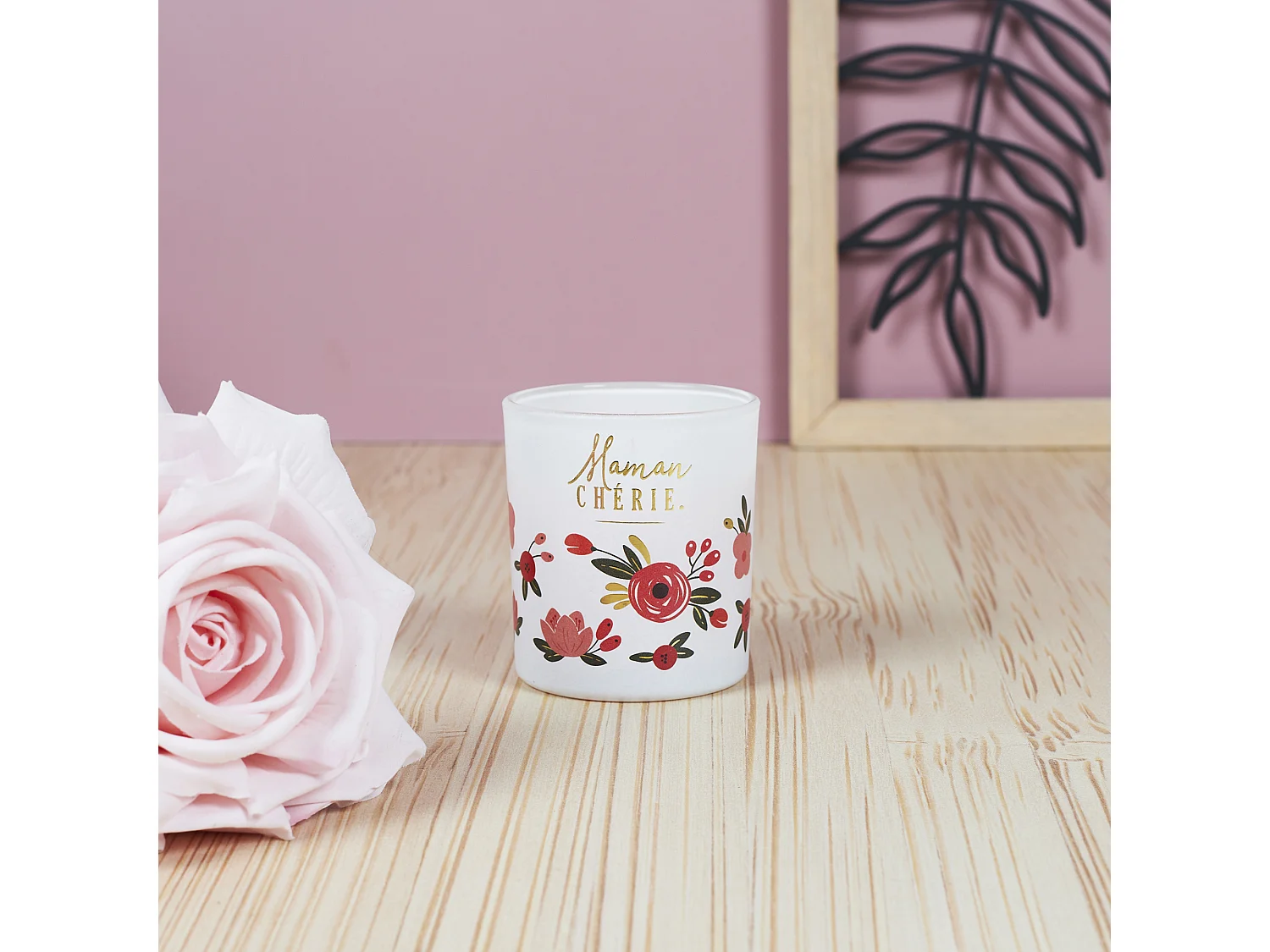 Bougie Parfumee X2 Coffret Maman Cherie Rose, Blanc, Vert