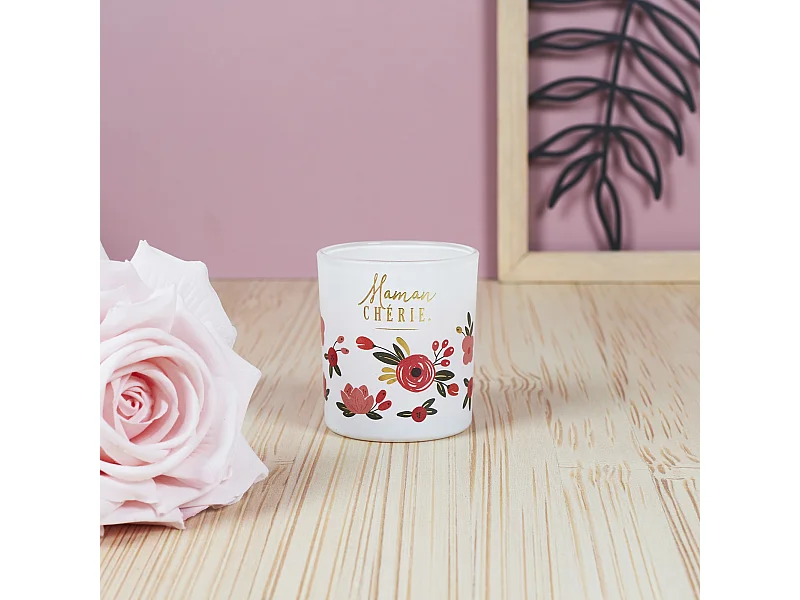 Bougie Parfumee X2 Coffret Maman Cherie Rose, Blanc, Vert