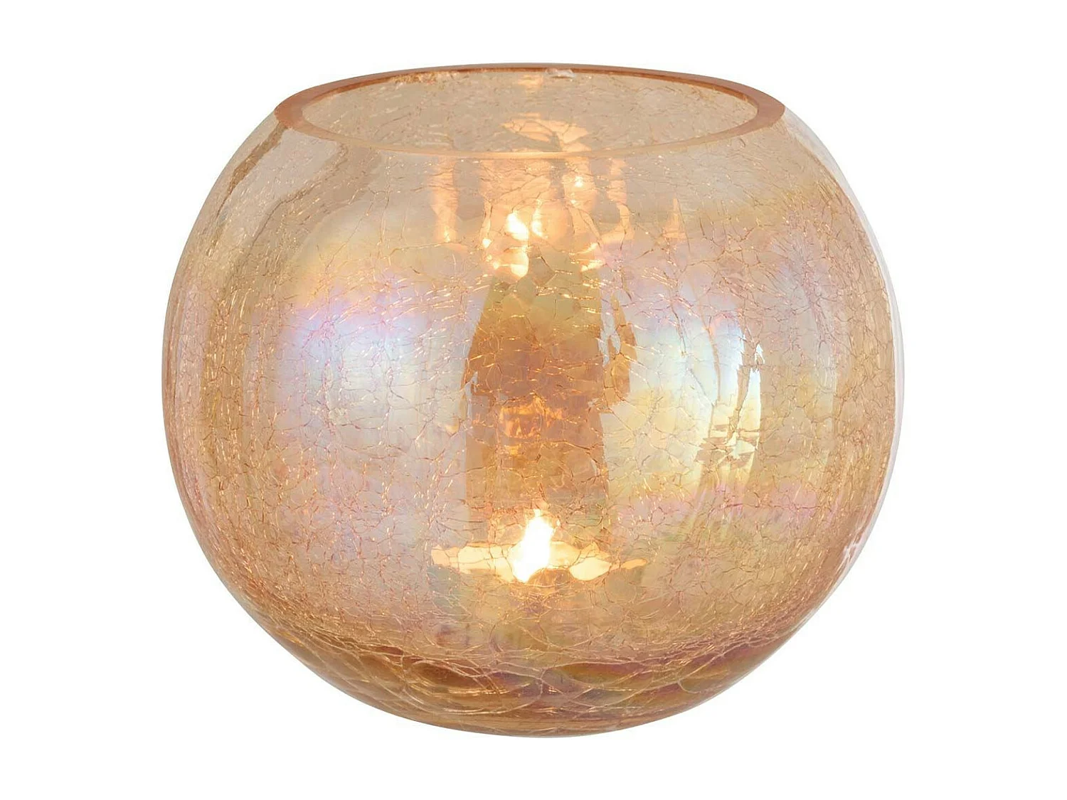 Portavelas de vidrio naranja 20x20x16.5 cm