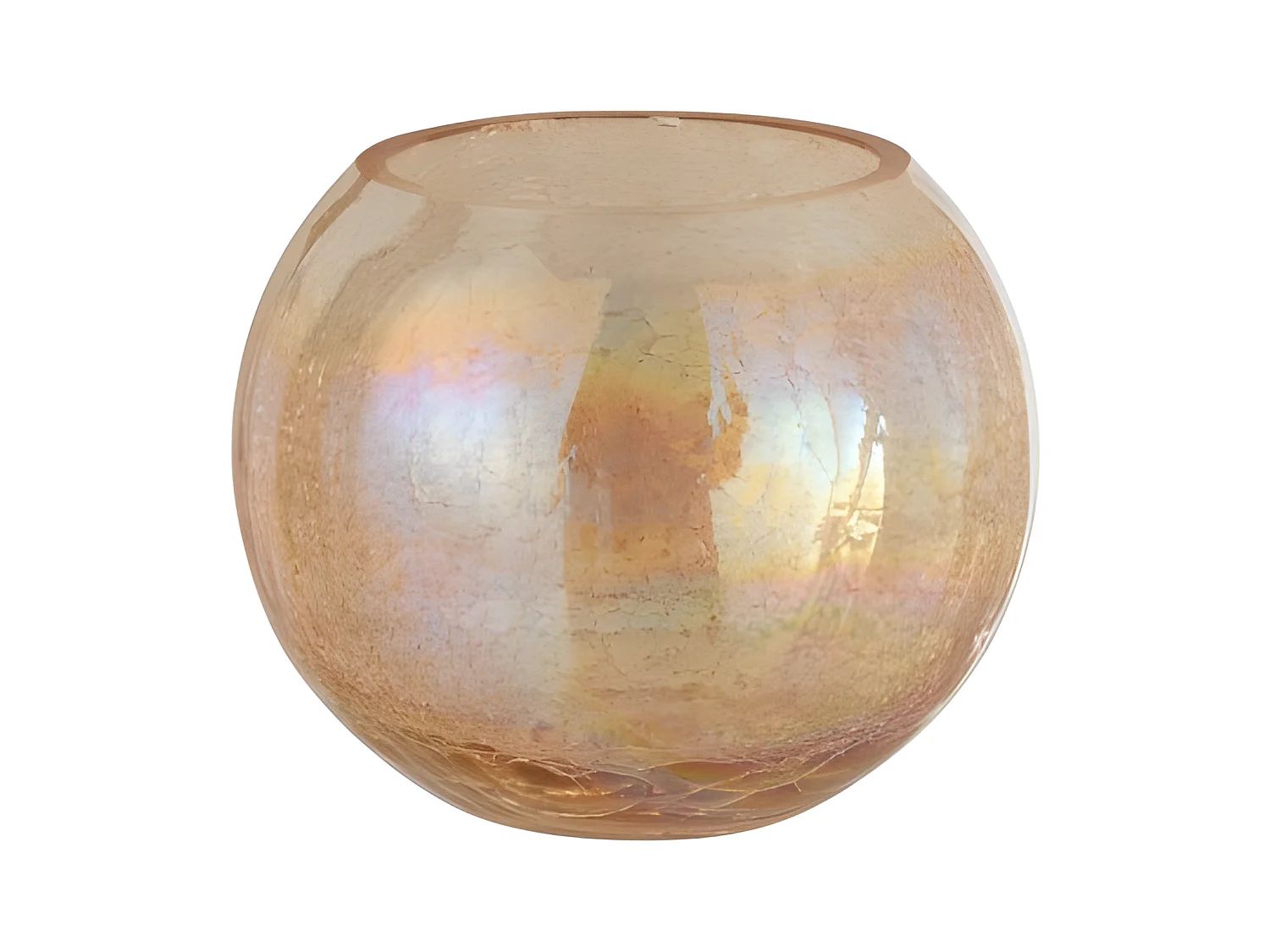 Photophore en Verre "Boule Craquelée" 20cm Ambre
