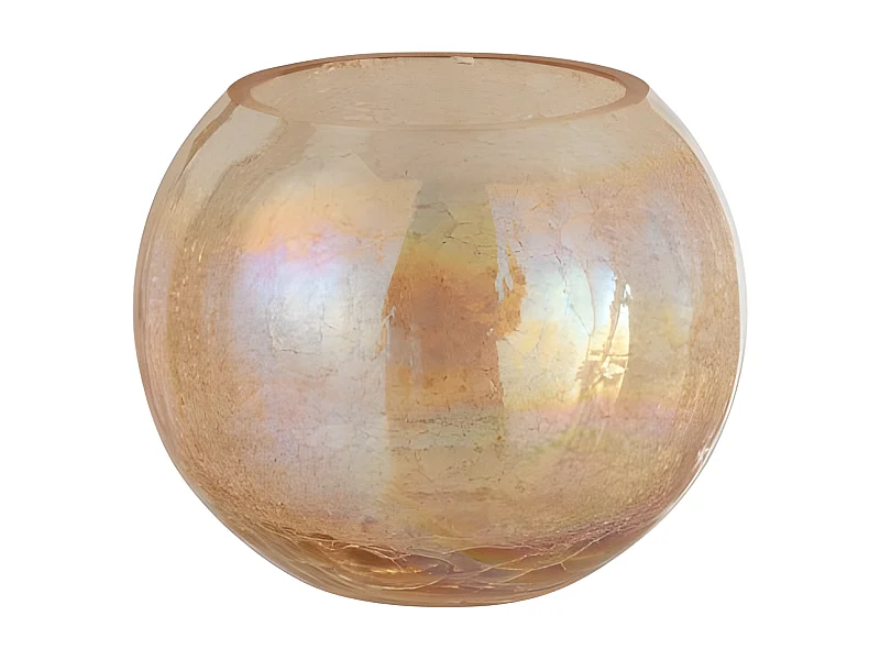 Photophore en Verre "Boule Craquelée" 20cm Ambre