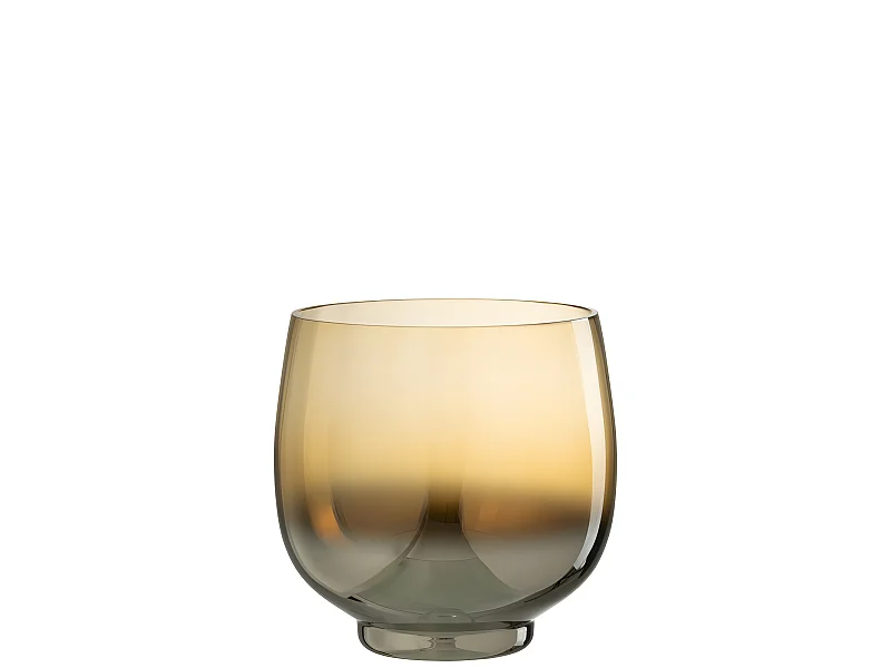 Photophore Rond Déco "Verre Fumé" 18cm Argent