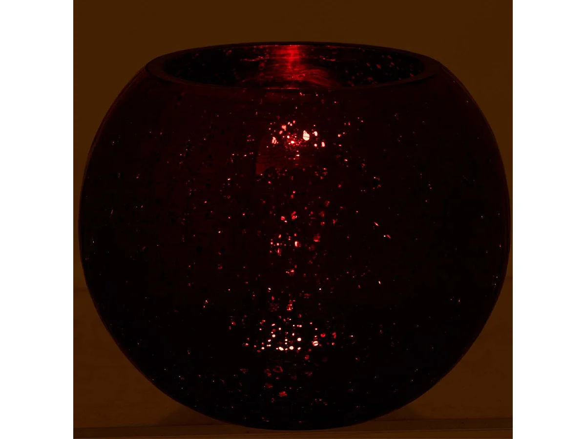 Photophore en Verre "Boule Craquelée" 20cm Rouge