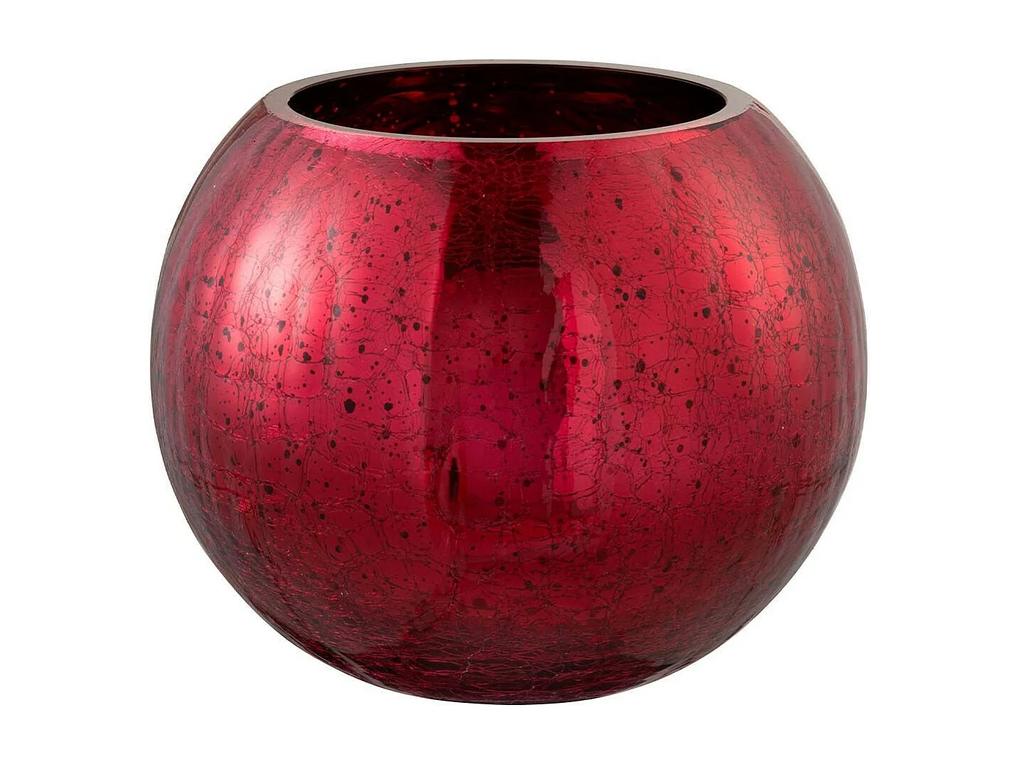 Photophore en Verre "Boule Craquelée" 20cm Rouge