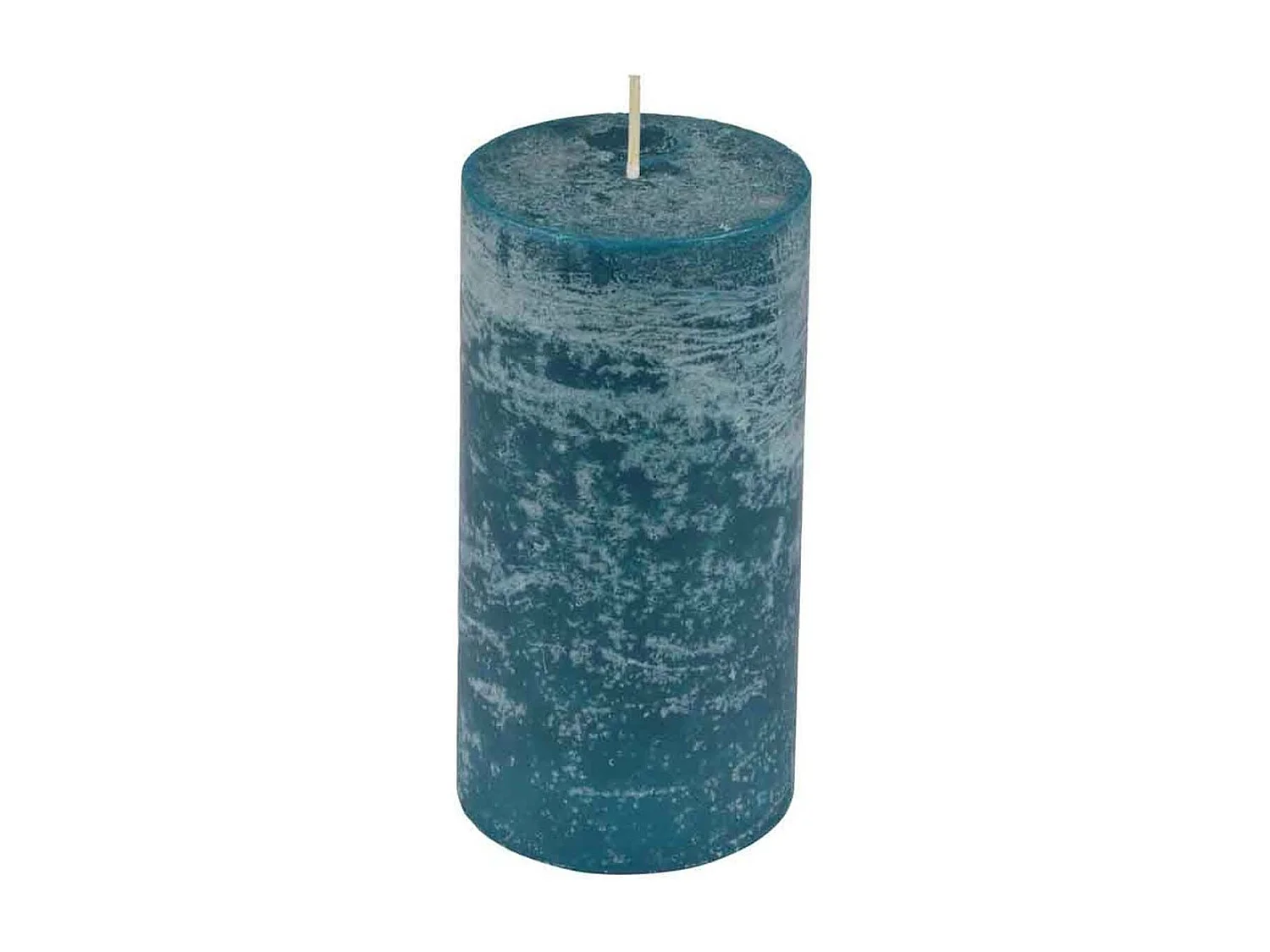 Bougie Pilier Déco "Rustique" 10cm Bleu Paon